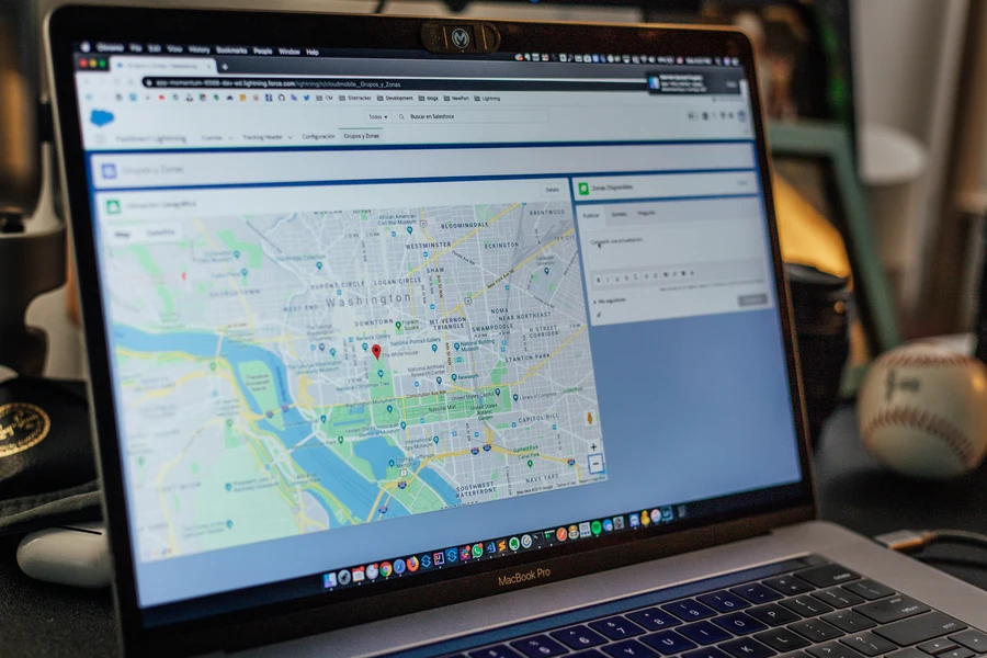 Laptop displaying Google Maps with location pins illustrating dispensary local SEO citation strategy